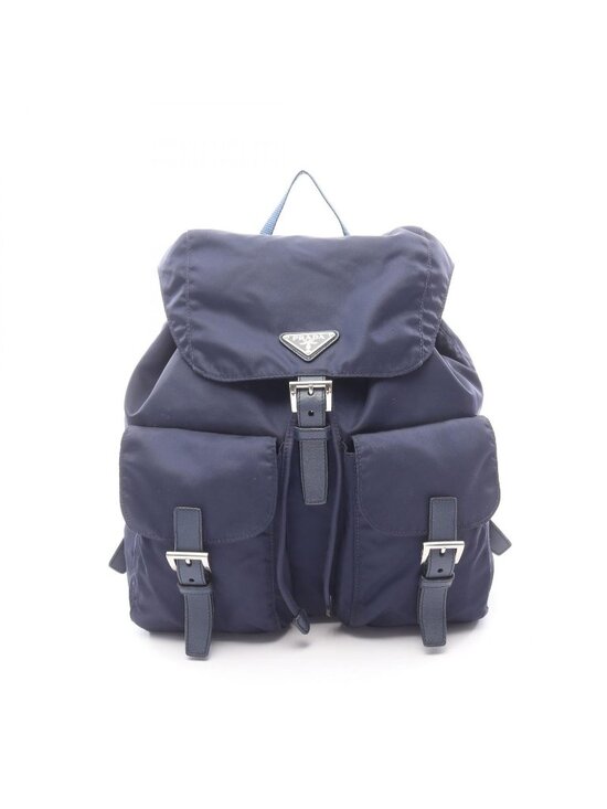 Prada Backpack Navy Nylon Saffiano Leather Triangle Logo main image 6